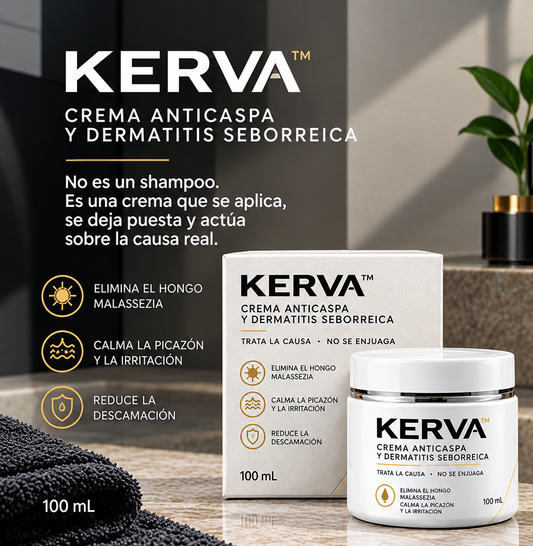 KERVA™ | Crema Antifúngica Permanente contra la Caspa y la Dermatitis Seborreica