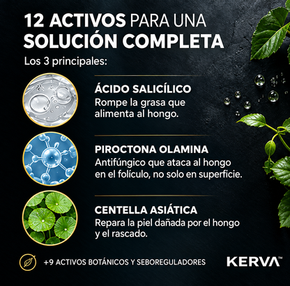 KERVA™ | Crema Antifúngica Permanente contra la Caspa y la Dermatitis Seborreica