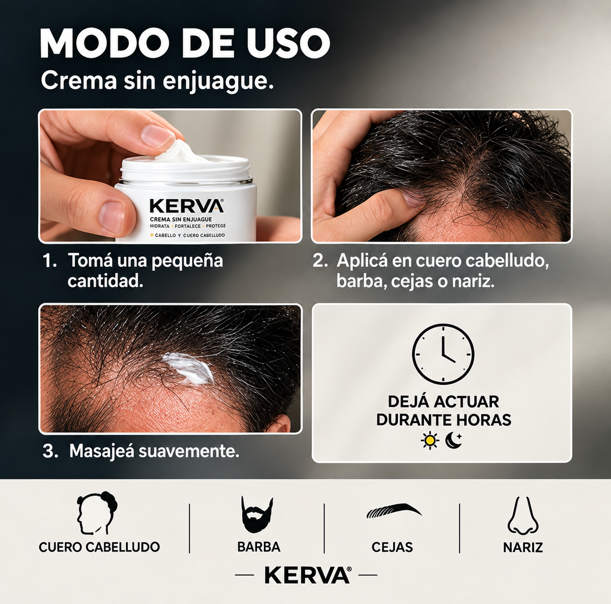 KERVA™ | Crema Antifúngica Permanente contra la Caspa y la Dermatitis Seborreica