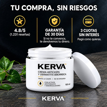 KERVA™ | Crema Antifúngica Permanente contra la Caspa y la Dermatitis Seborreica